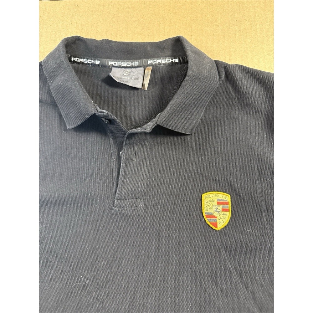 Porche Men's Embroidered Emblem Golf Polo Shirt Black, See Measurements‎